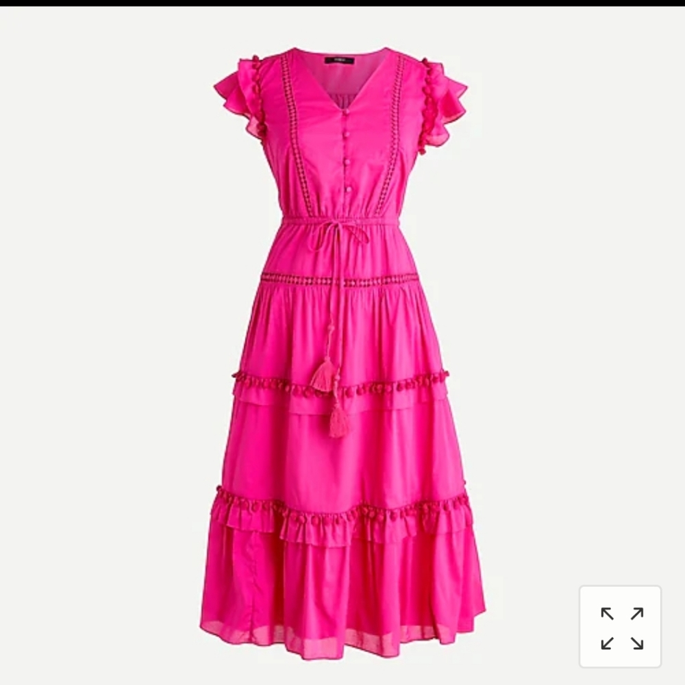 J. Crew Cotton pom pom midi dress